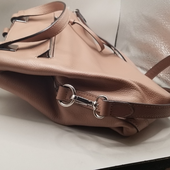 Vince Camuto Rosie Satchel Vintage Quartz Leather Blush Pink Shoulder Bag Purse - Picture 7 of 14